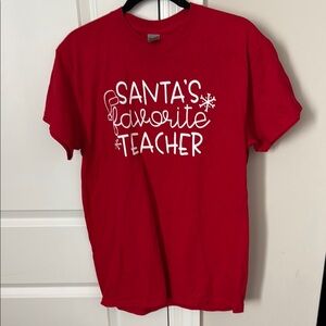 NWOT Red Teacher Shirt - Santa's Favorite Teacher
